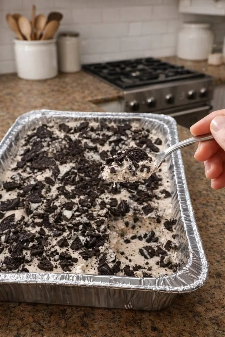Delicious Oreo Mud Pie topped with whipped cream and crumbled Oreos