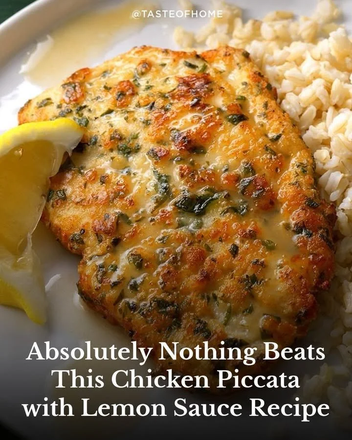 Parmesan Chicken served with a zesty lemon sauce on a plate