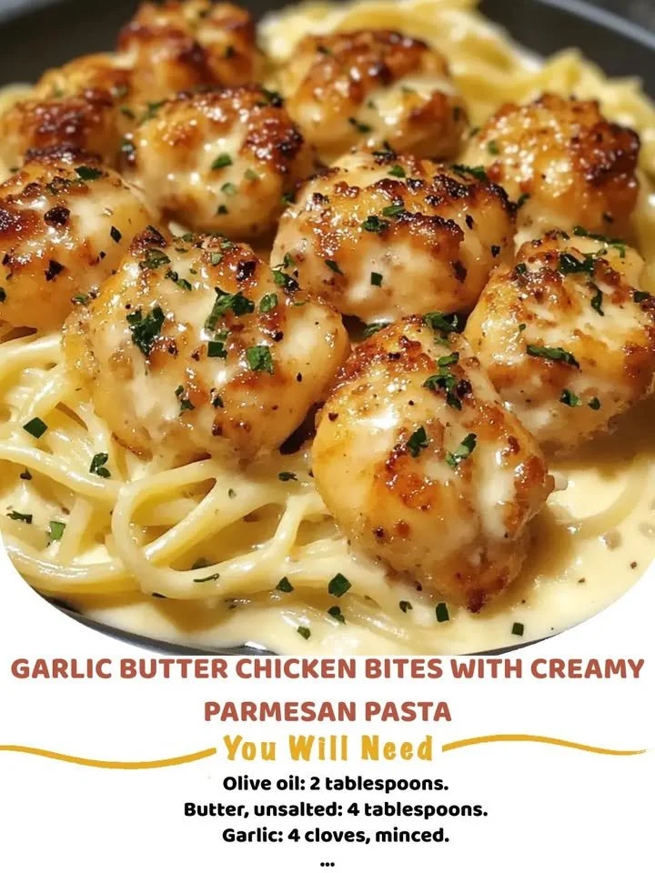 Creamy Parmesan Pasta served in a white bowl with fresh herbs