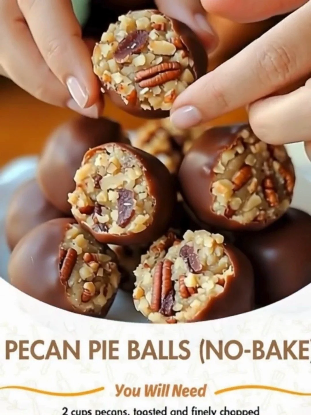 No-bake pecan pie balls served on a plate, a delicious dessert treat.
