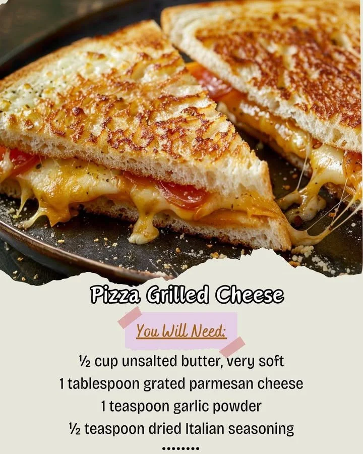 Delicious slice of Pizza Grilled Cheese with gooey cheese and pepperoni