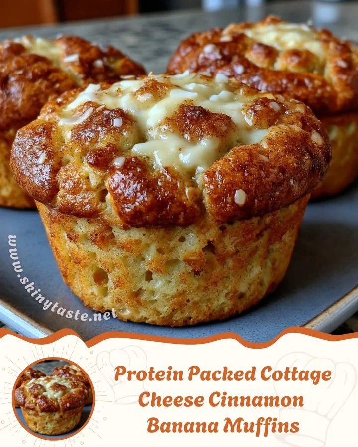 Protein-packed cottage cheese cinnamon banana muffins fresh out of the oven
