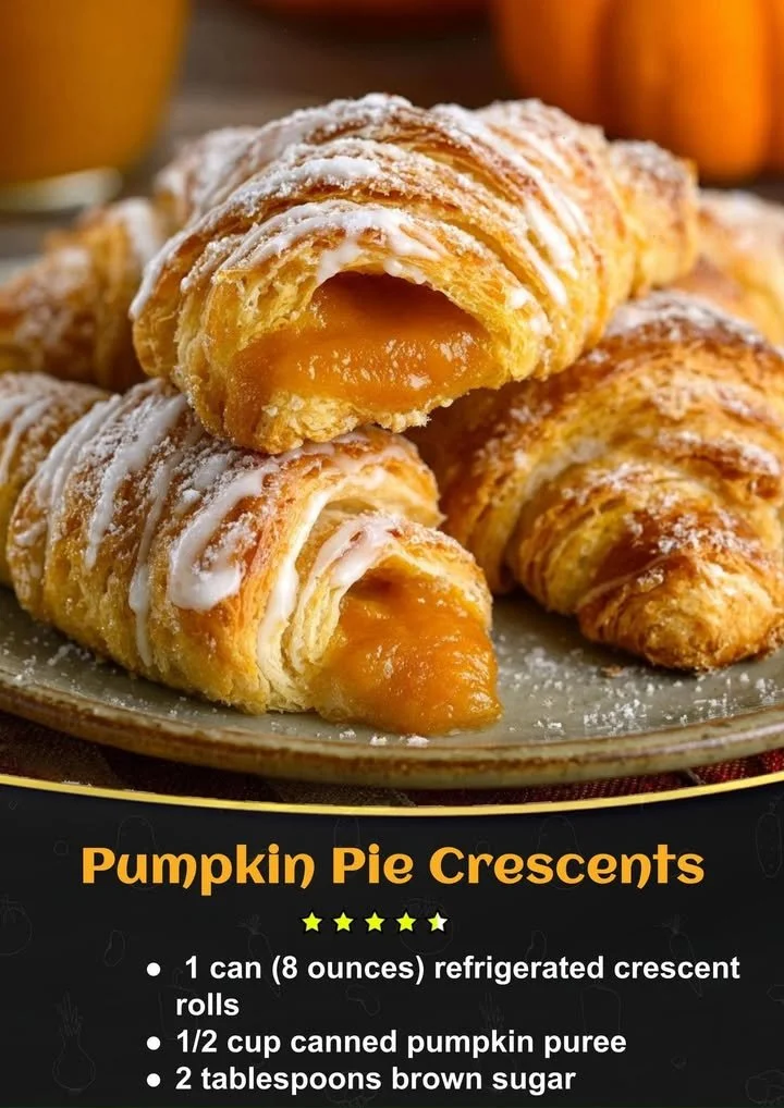 Pumpkin Pie Crescents on a decorative plate, showcasing autumn flavors