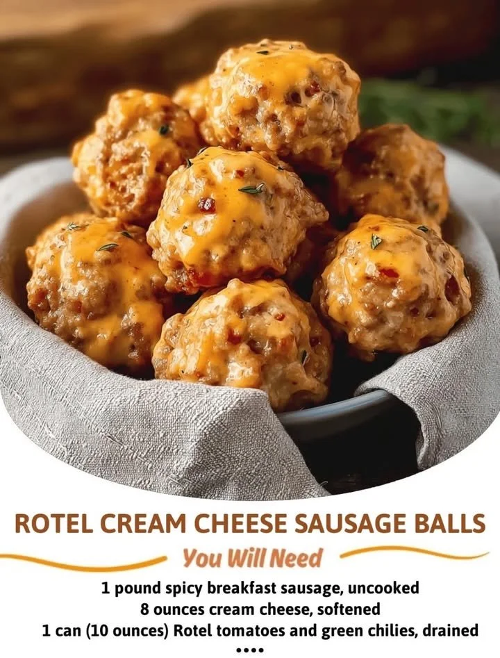 Plate of Rotel Cream Cheese Sausage Balls served as a party appetizer
