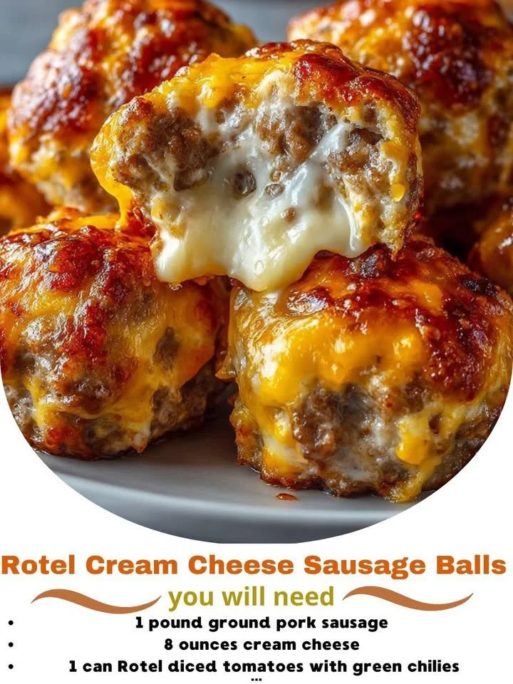 Delicious Rotel cream cheese sausage balls on a platter for a party
