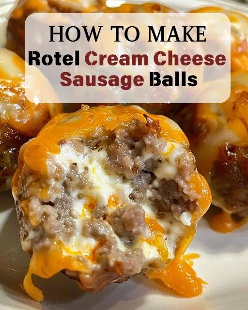 Delicious Rotel Cream Cheese Sausage Balls served on a platter