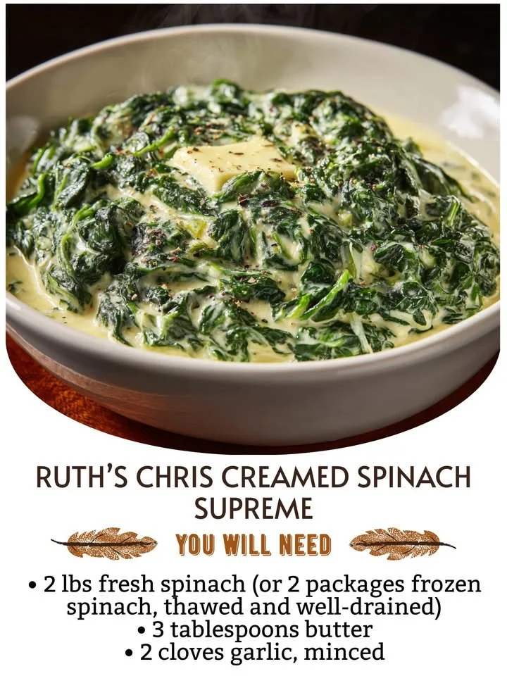 Delicious Ruth’s Chris Creamed Spinach Supreme served in a bowl