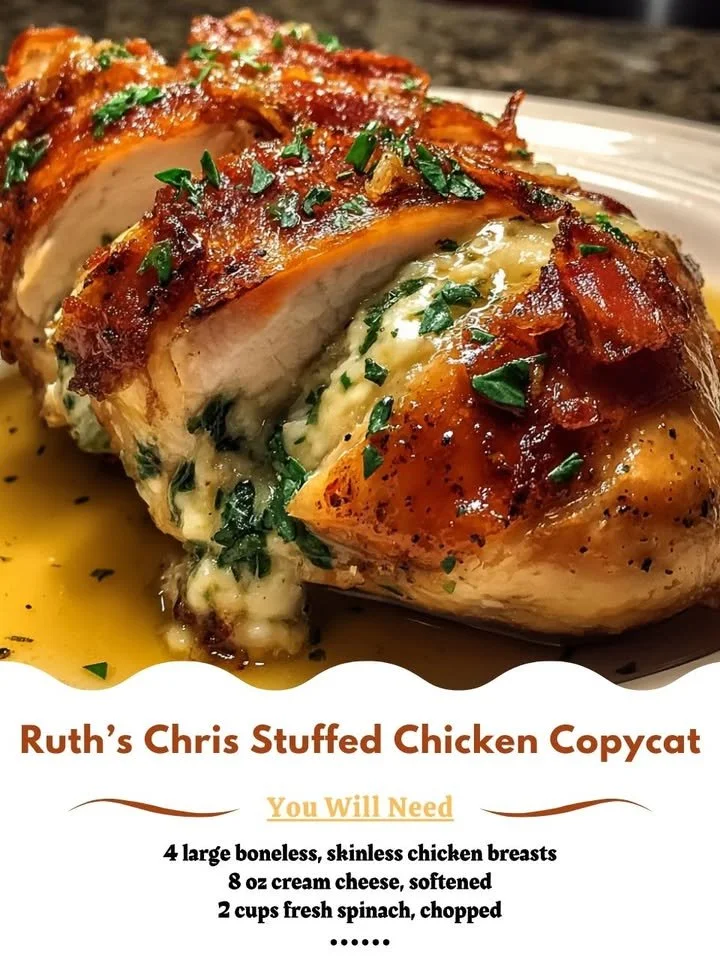 Delicious Ruth's Chris stuffed chicken copycat recipe on a plate