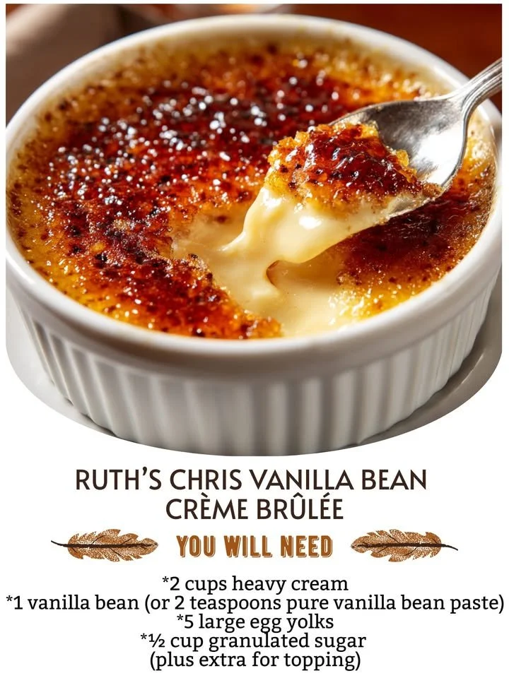 Ruth's Chris Vanilla Bean Crème Brûlée with a caramelized sugar topping