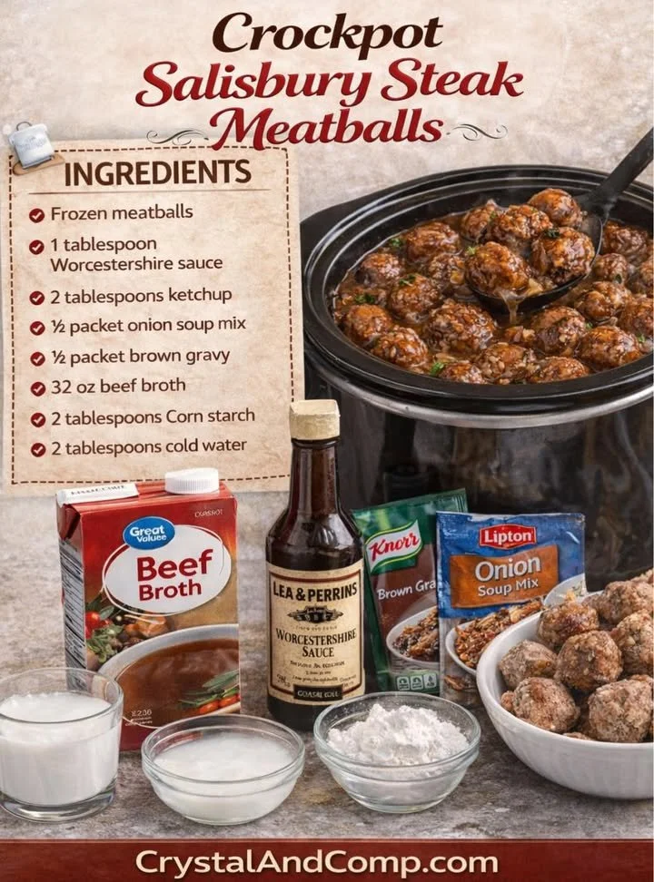 Homemade Salisbury steak meatballs served with gravy on a plate