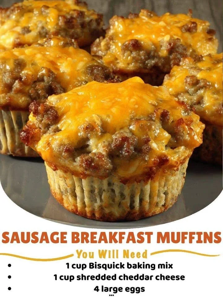 Delicious homemade Sausage Breakfast Muffins on a plate