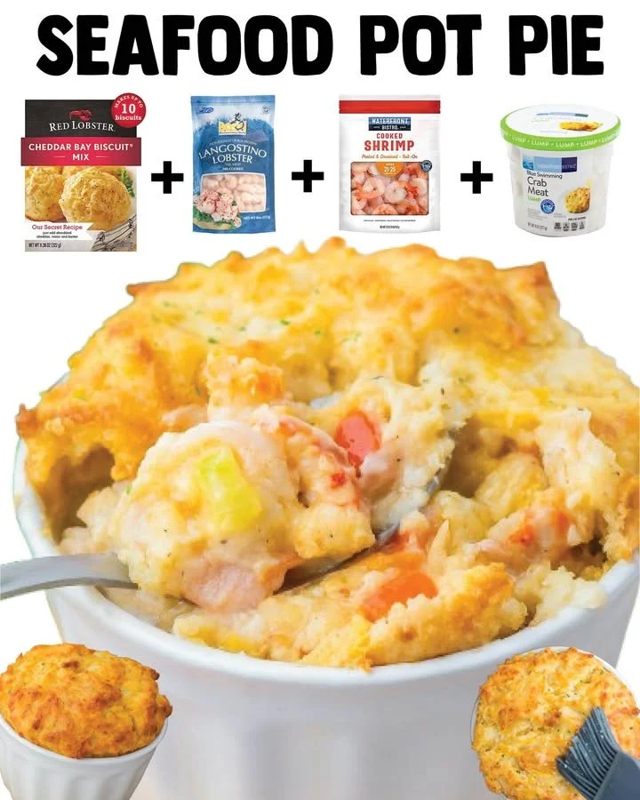 A delicious seafood pot pie filled with fresh seafood and a creamy filling.