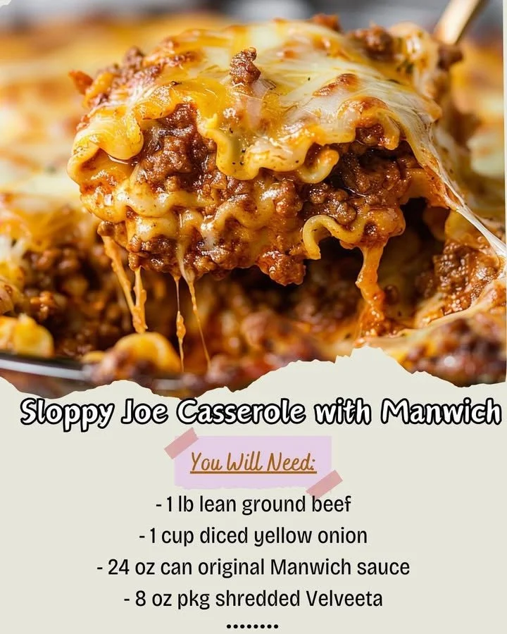 Delicious Sloppy Joe Casserole topped with cheese and served in a baking dish.