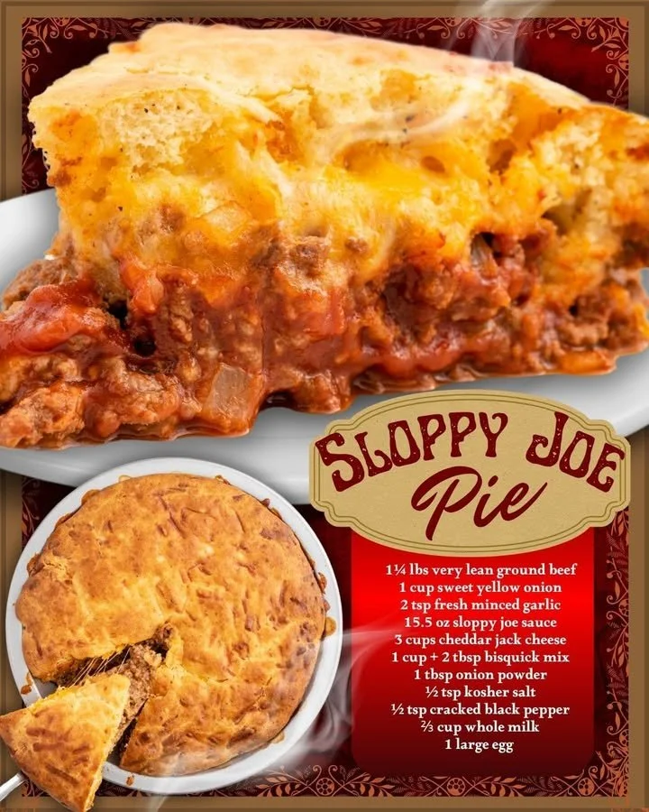 Delicious Sloppy Joe Pie with beef and cheese in a golden crust