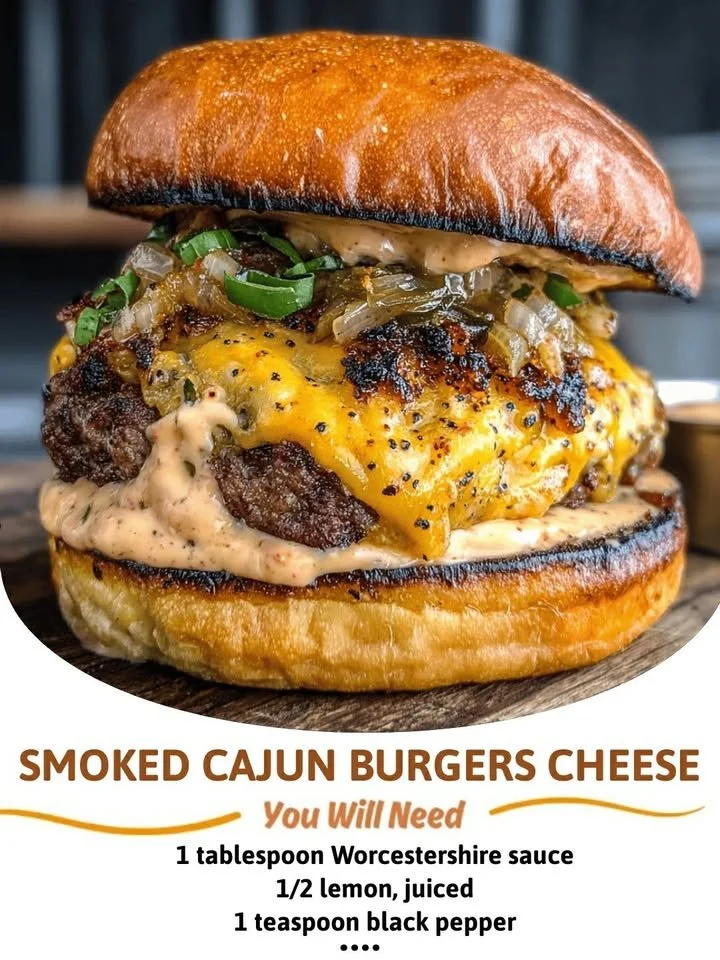 Delicious smoked Cajun burgers served with traditional sides