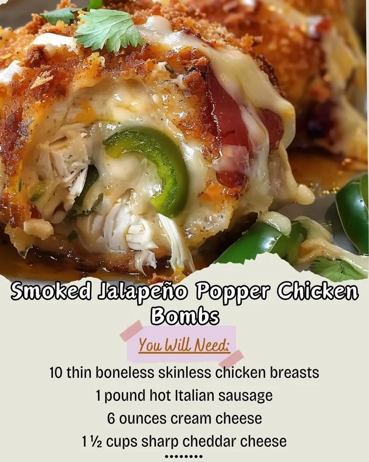 Delicious smoked jalapeño popper chicken bombs ready to serve