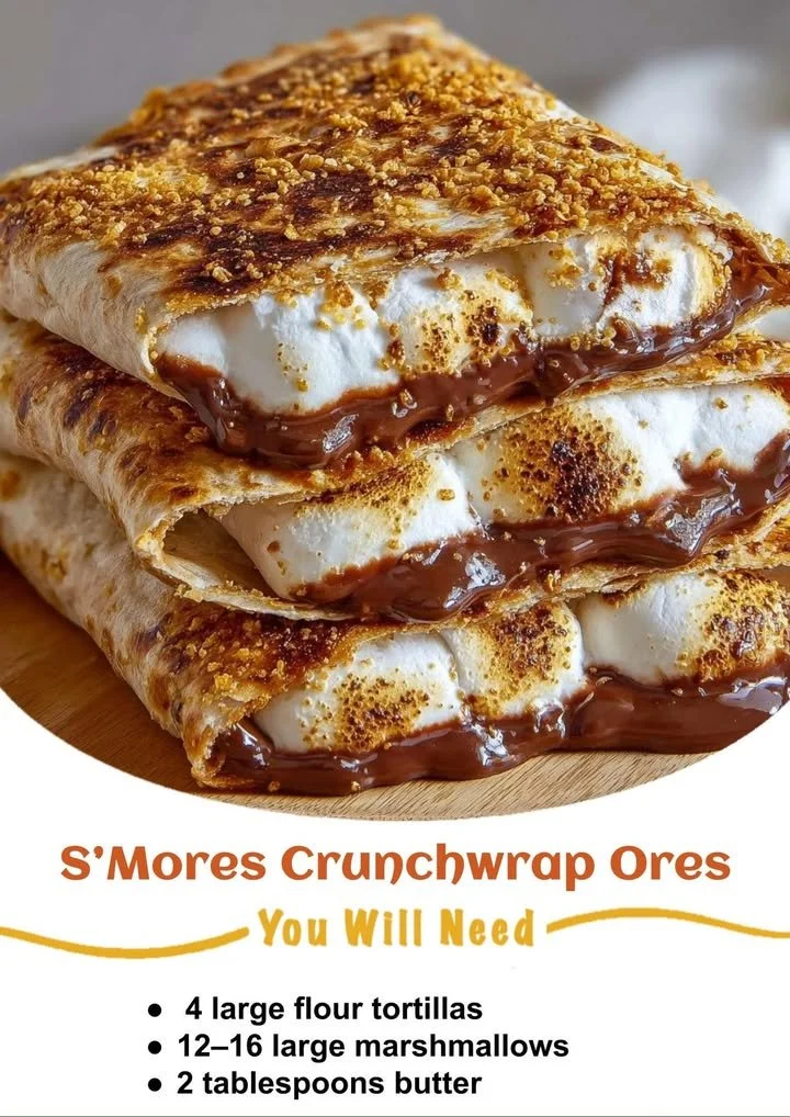 S'Mores Crunchwrap filled with chocolate, marshmallows, and graham crackers