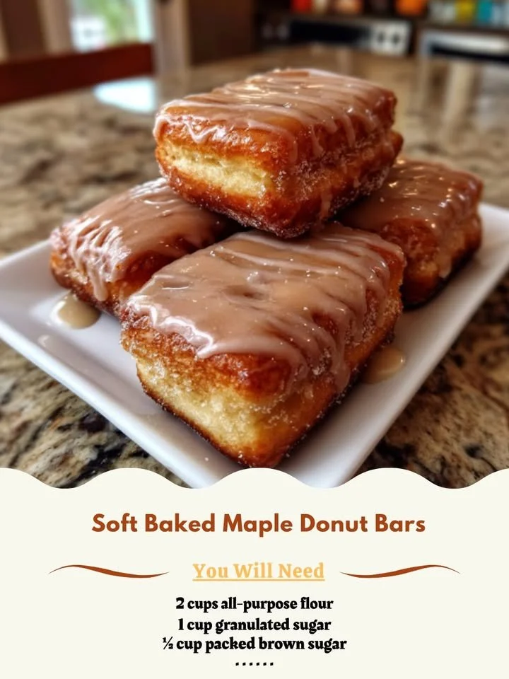 Soft baked maple donut bars with a sweet glaze and fluffy texture