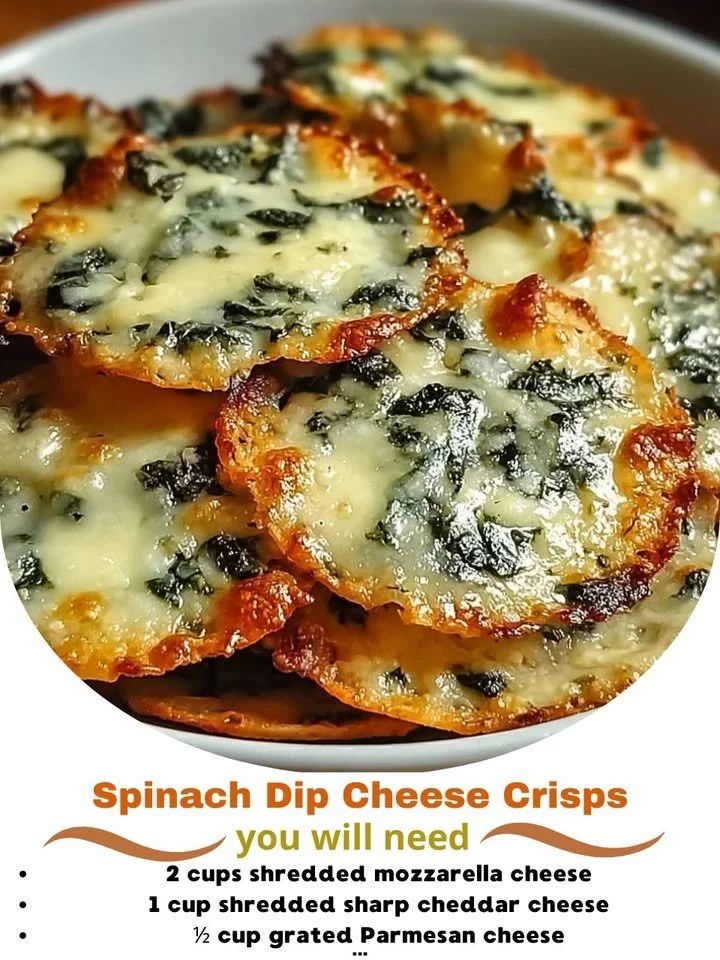 Delicious spinach dip cheese crisps served as a tasty appetizer.