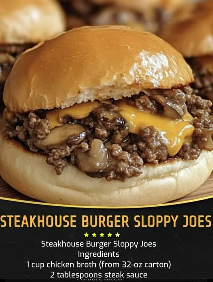 Delicious Steakhouse Burger Sloppy Joes served with toppings