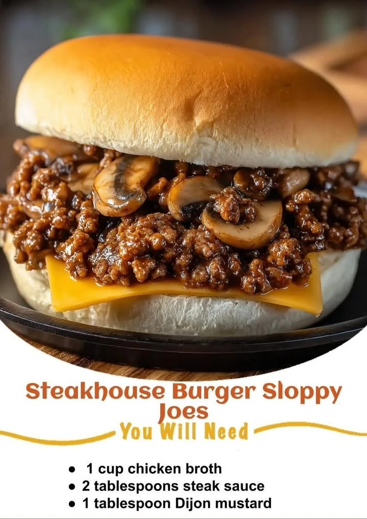 Delicious Steakhouse Burger Sloppy Joes served on a plate