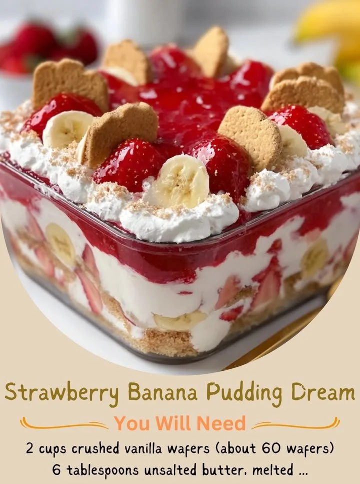 Delicious Strawberry Banana Pudding Dream dessert in a glass