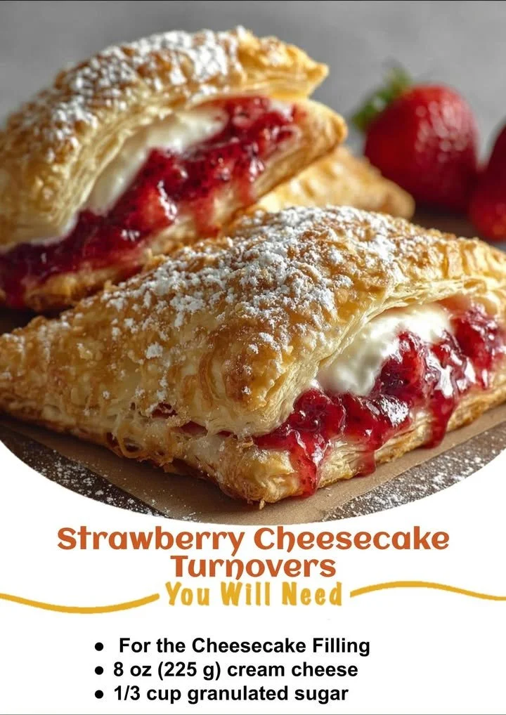 Delicious strawberry cheesecake turnovers on a plate