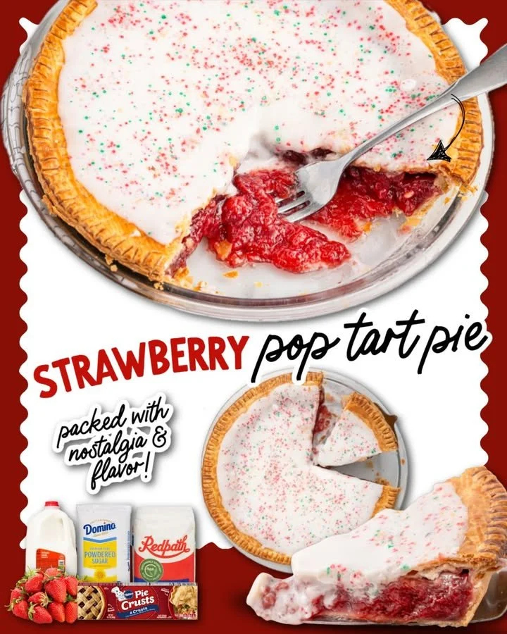 Homemade Strawberry Pop-Tart Pie with a flaky crust and fresh strawberry filling.