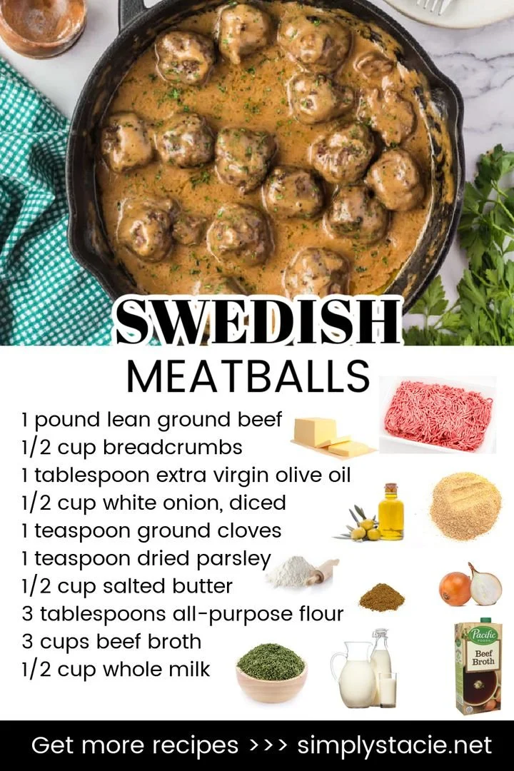 Delicious homemade Swedish meatballs served with rich gravy and lingonberry sauce