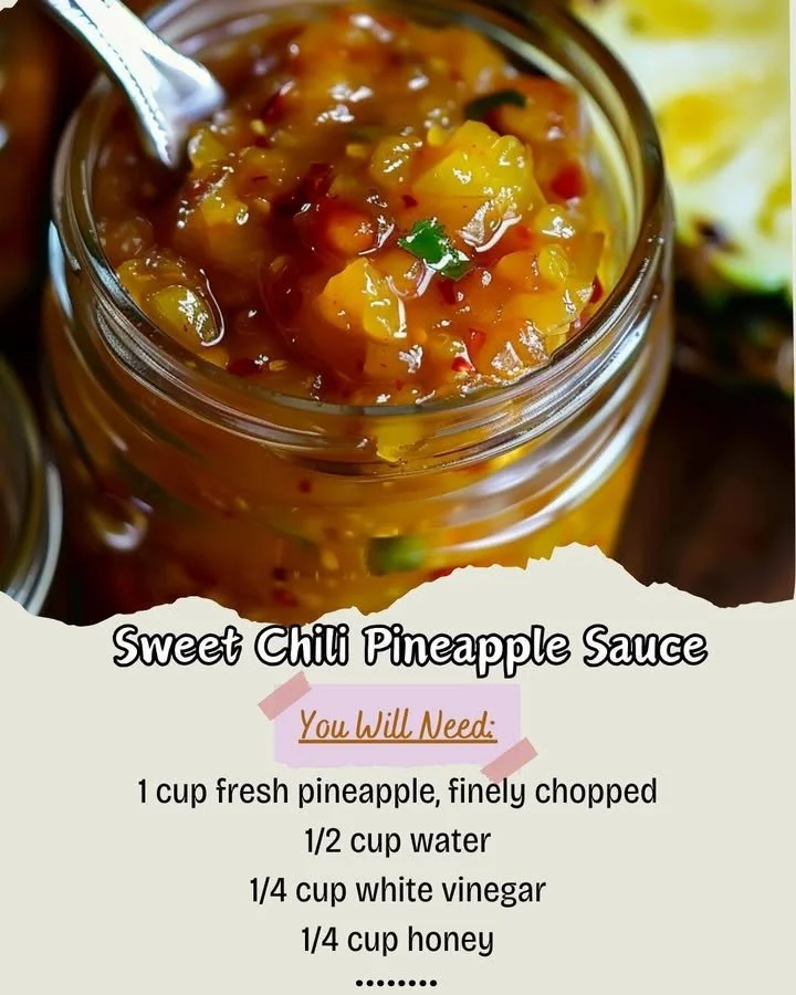 Bottle of Sweet Chili Pineapple Sauce with tropical ingredients