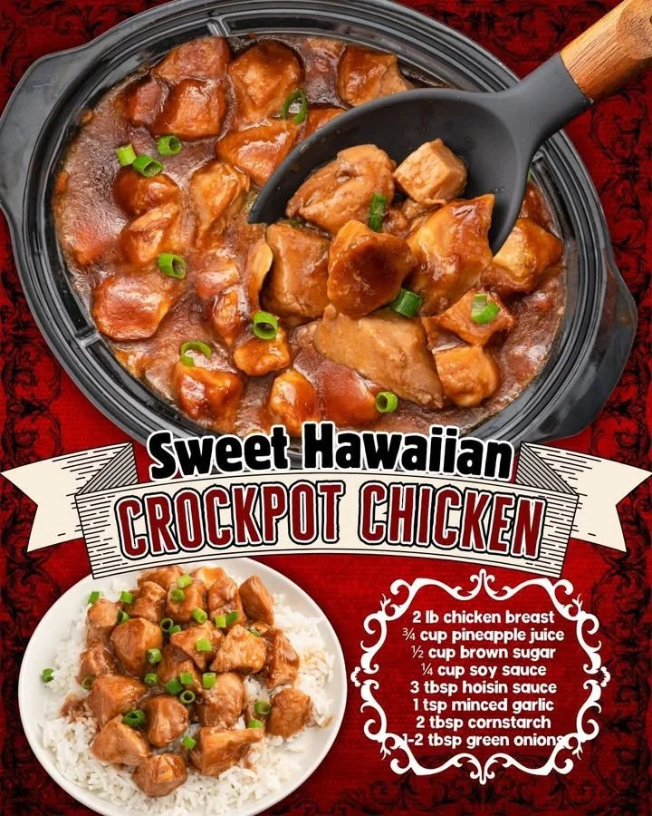 Delicious sweet Hawaiian crockpot chicken served with fresh pineapple