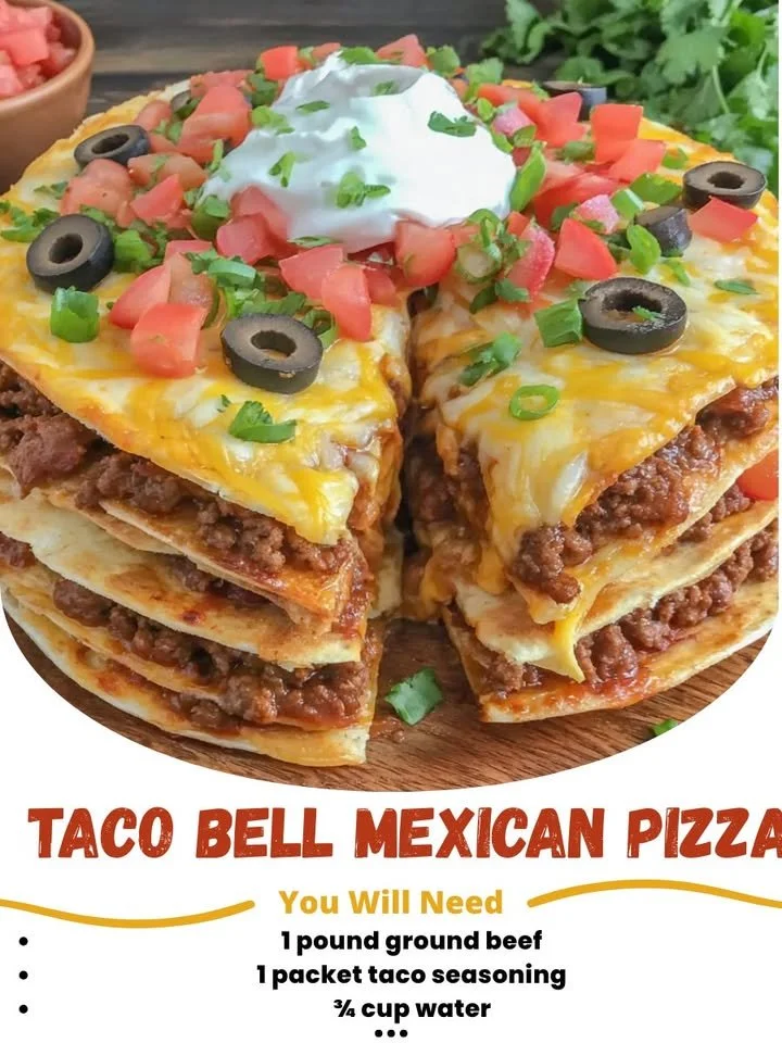Taco Bell's Mexican Pizza with melted cheese and fresh toppings