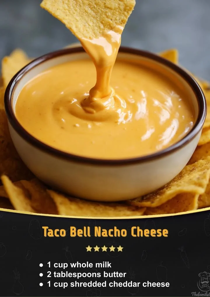 Delicious Taco Bell nacho cheese served with tortilla chips