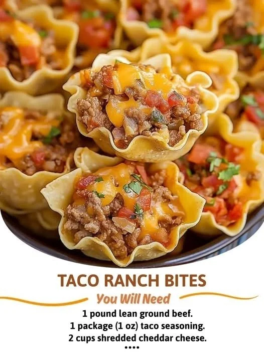 Plate of Taco Ranch Bites garnished with fresh ingredients, ready to serve.