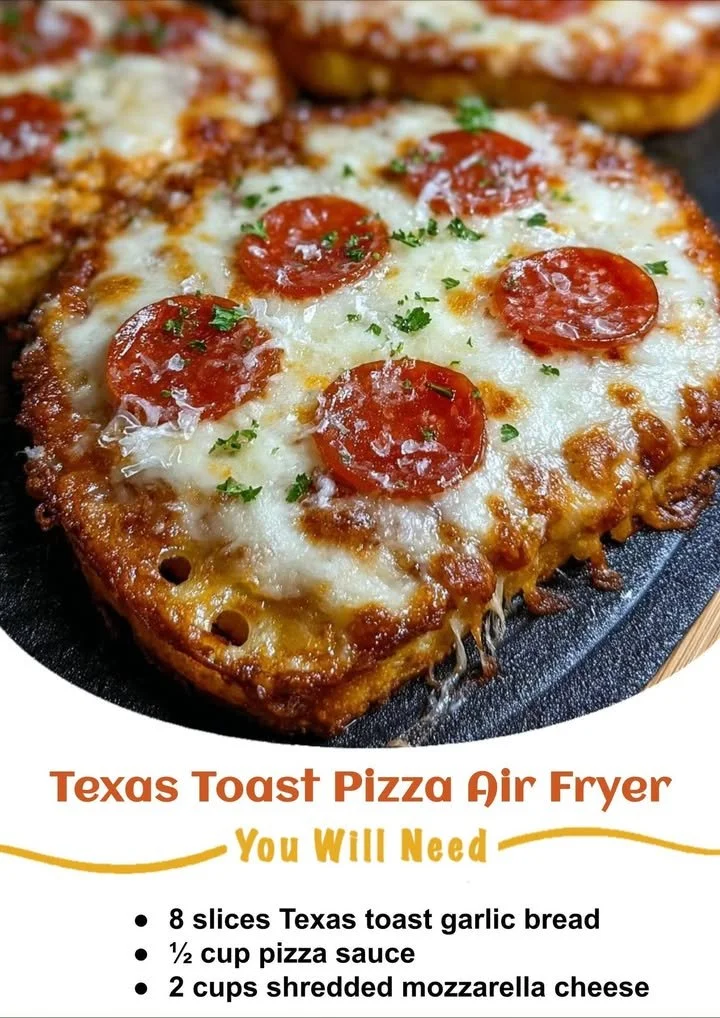 Delicious Texas Toast Pizza made in an air fryer, topped with cheese and pepperoni.
