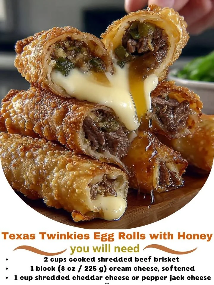 Texas Twinkies egg rolls served with honey drizzle