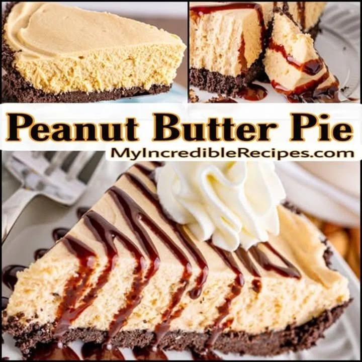 Delicious peanut butter pie topped with creamy chocolate and crushed peanuts