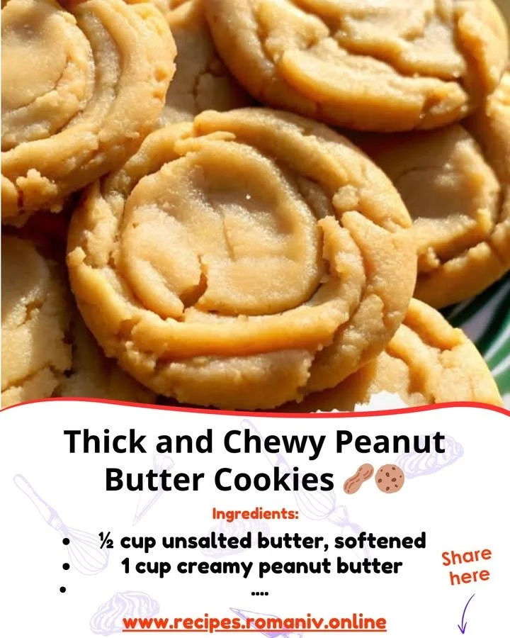 Thick and chewy peanut butter cookies fresh out of the oven