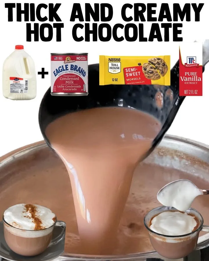 A steaming cup of thick and creamy hot chocolate topped with whipped cream