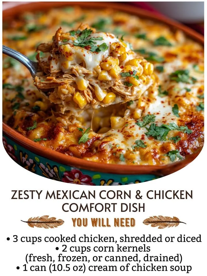Zesty Mexican Corn and Chicken Comfort Dish served on a plate