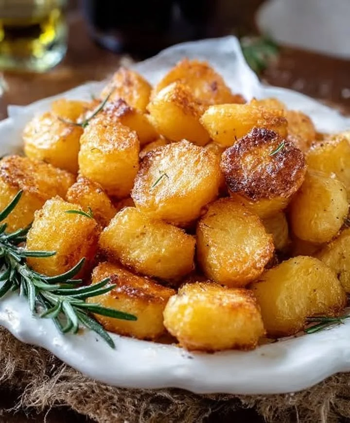 Delicious crunchy roast potatoes, golden brown and perfectly crispy.