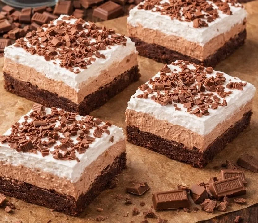 Deliciously rich French Silk Brownies topped with creamy chocolate ganache.