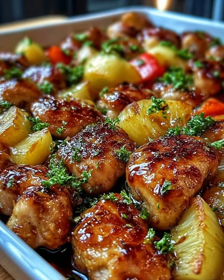 Hawaiian Chicken Sheet Pan with vibrant vegetables and tropical flavors