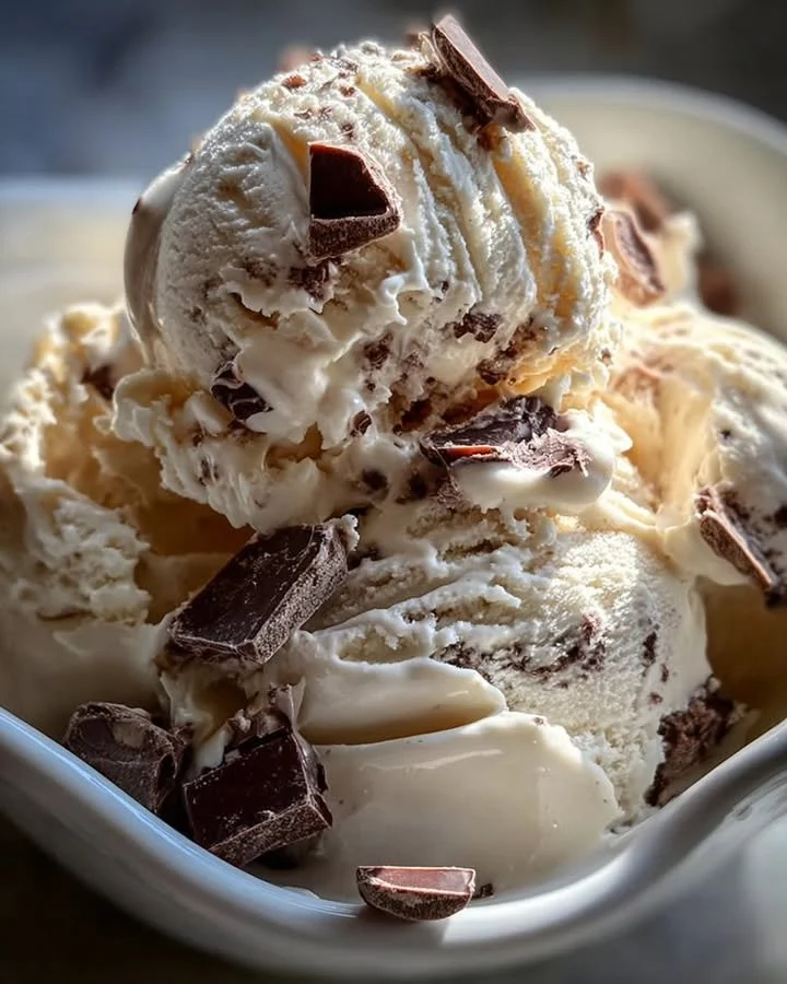 Delicious homemade Moose Tracks ice cream served in a bowl.
