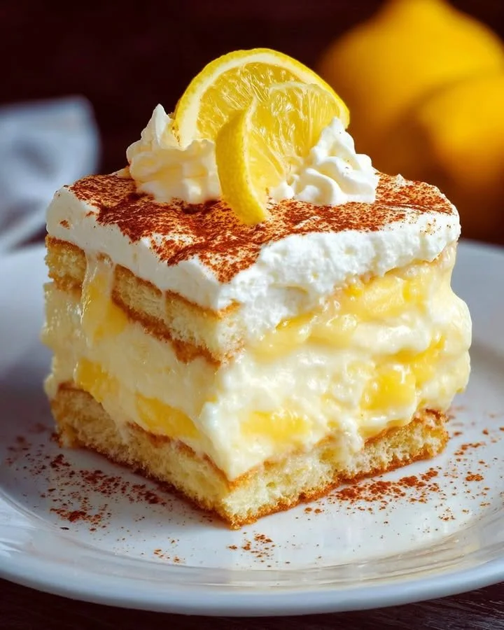 Lemon Tiramisu Cake with a refreshing lemon flavor and creamy layers