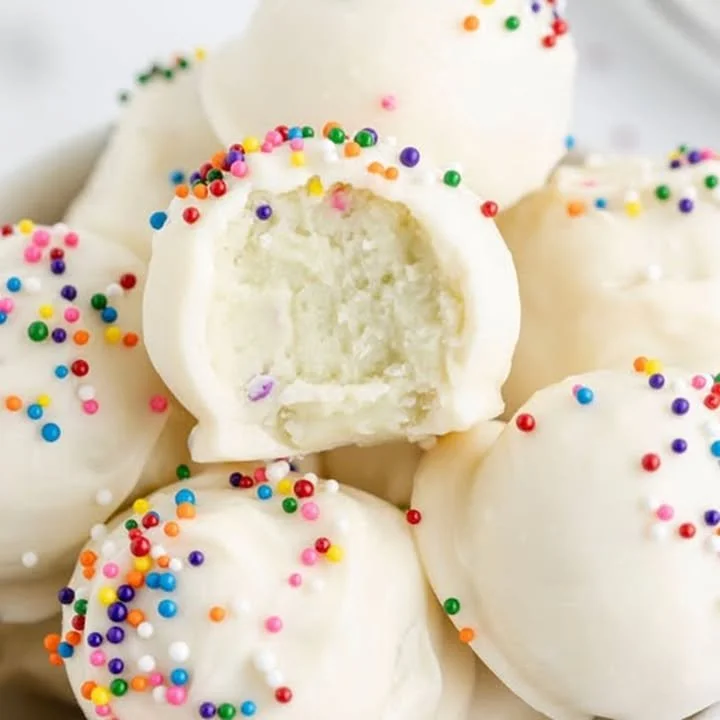 Delicious Lofthouse sugar cookie truffles on a decorative plate