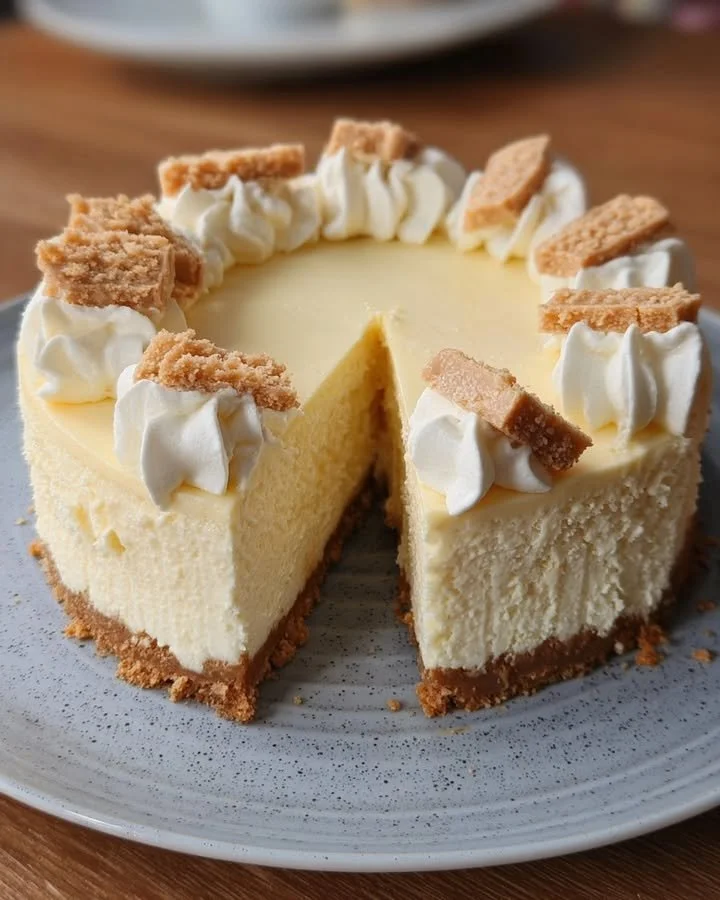 Deliciously creamy Milkybar Cheesecake topped with chocolate