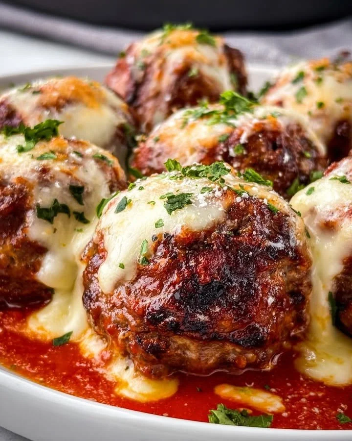 Smoked cheese stuffed meatballs ready to be served.