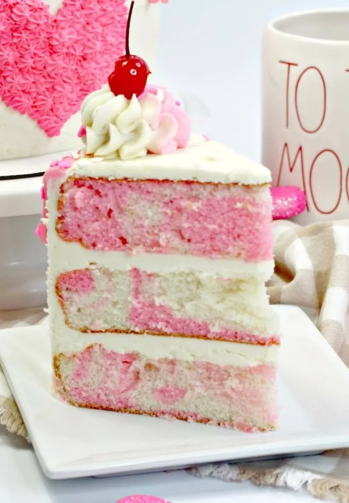 Valentine's Day Love Cake with vanilla buttercream frosting decorated for romance